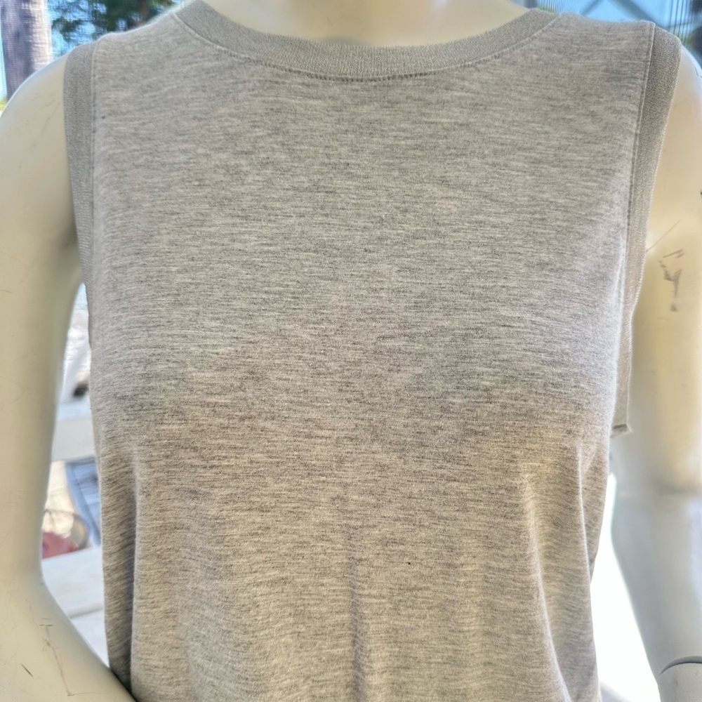 Banana Republic Gray Sleeveless Top with Sparkle Trim, Size L - Picture 3 of 8